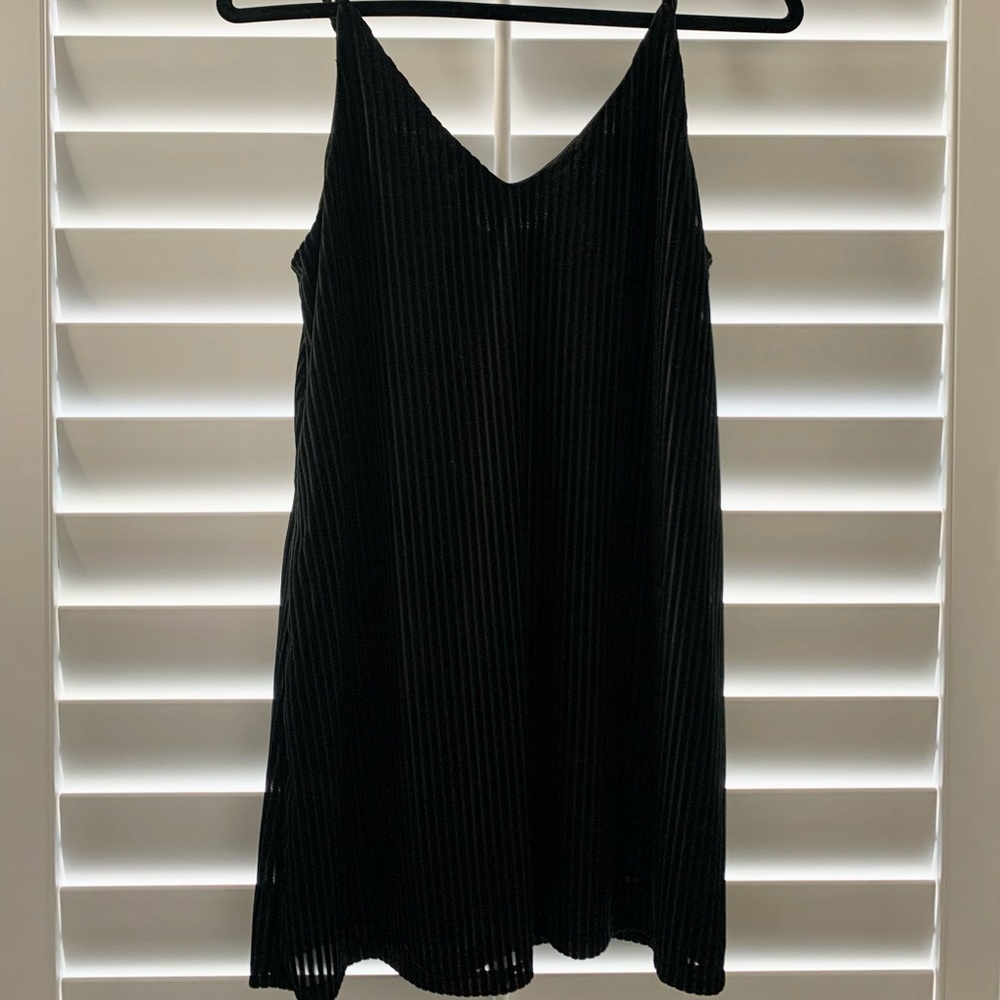 Wild Fable Black Velvet Ribbed Dress